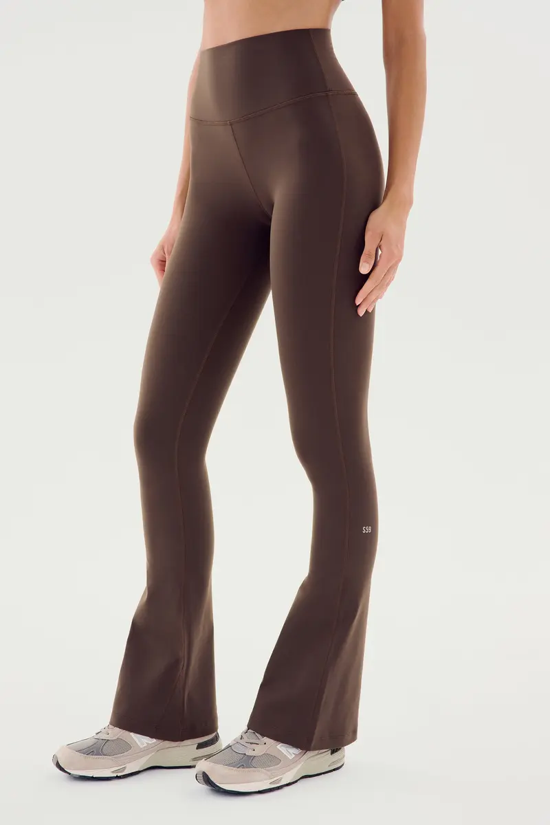 Raquel High Waist Flared Legging - Dark Chocolate