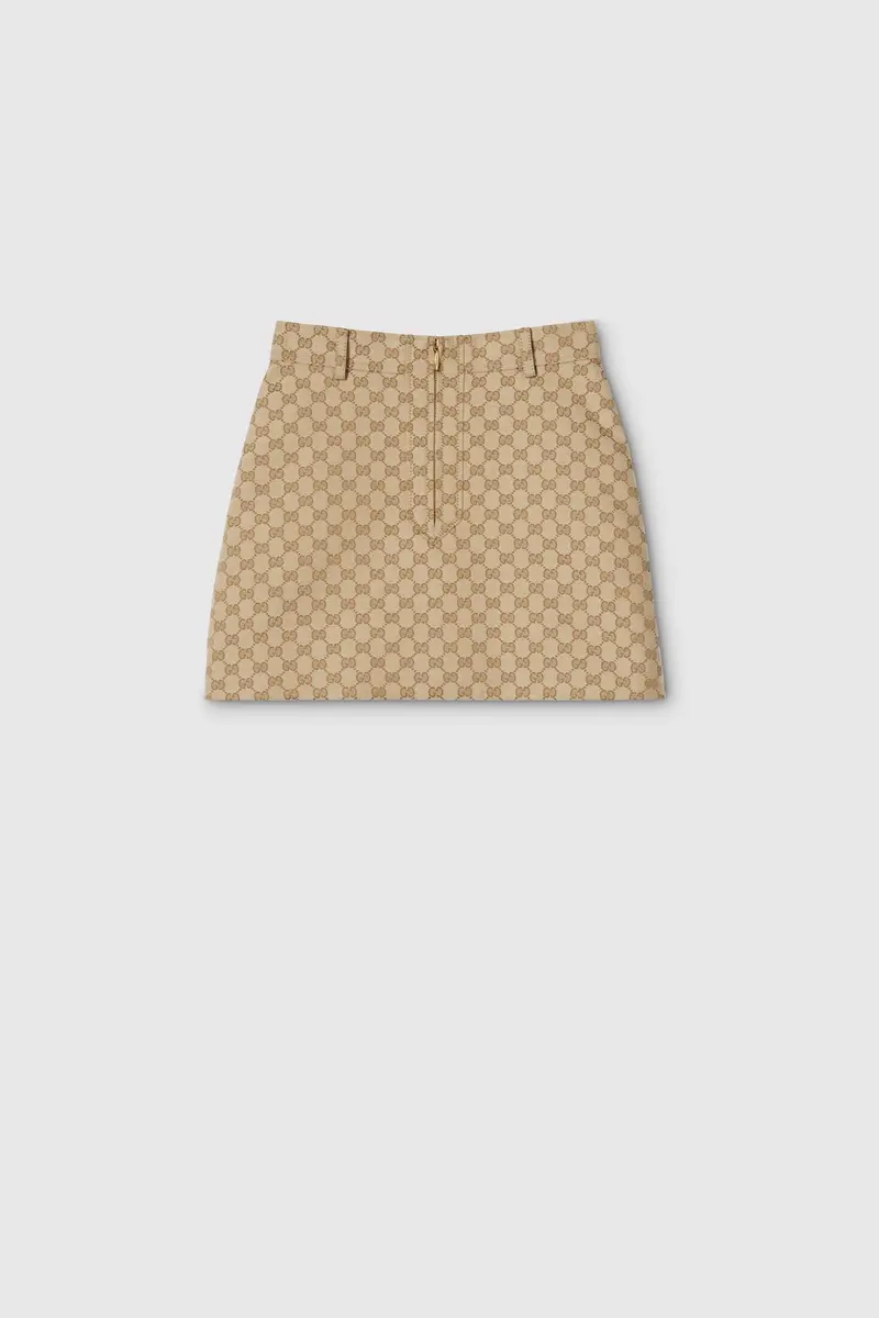 Gucci | Gg Cotton Canvas Jacquard Fabric Skirt