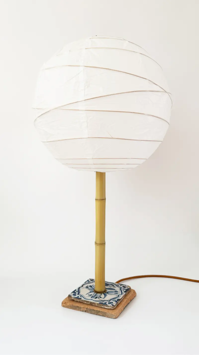 Delft and Bamboo Table Lamp