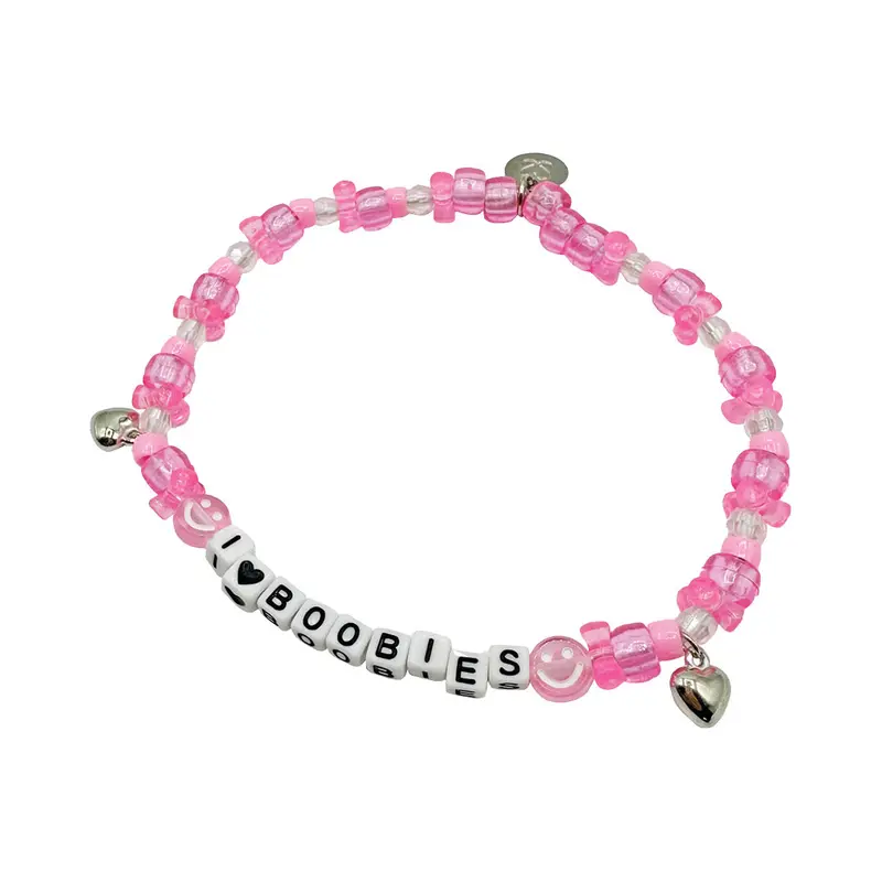 i love boobies! Kandi Choker - Haute Pink
