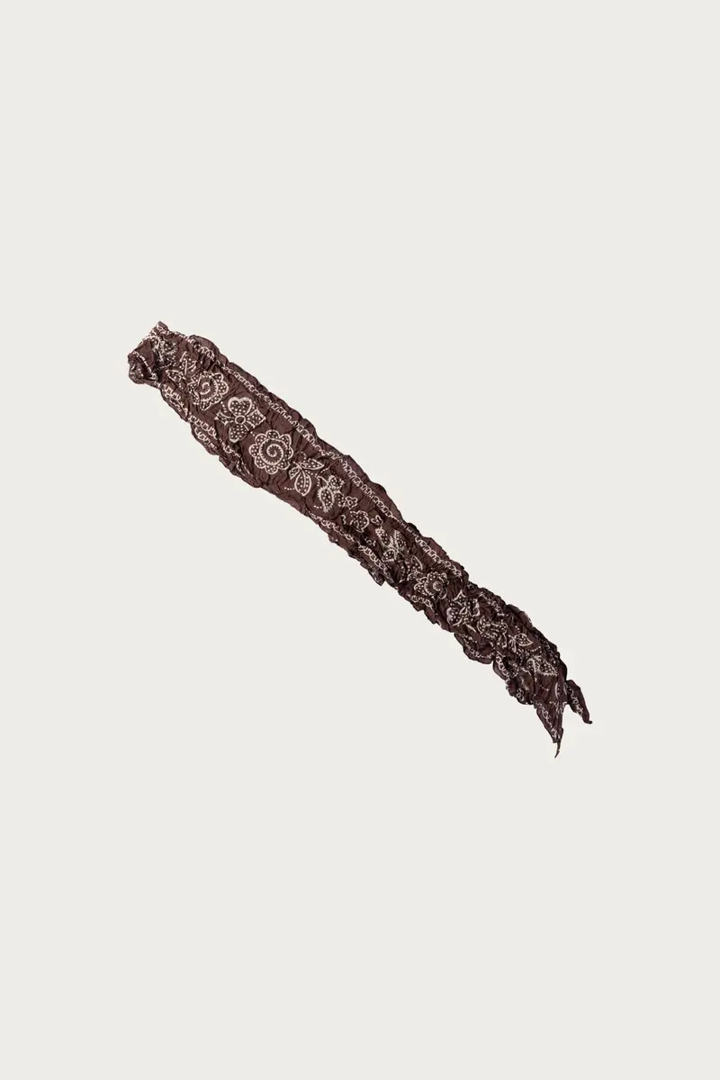 WASHER Silk MOGA Scarf (ESCARGOT FLOWER) - Brown