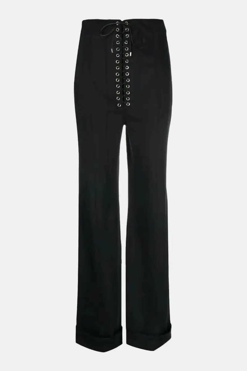 Weinsanto Pantalon droit noir à détail nouée