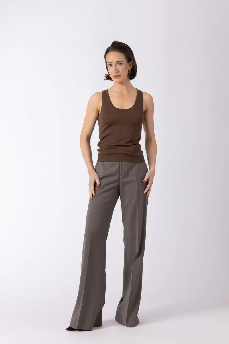 Devonport Top - Knit camisole in meadow brown