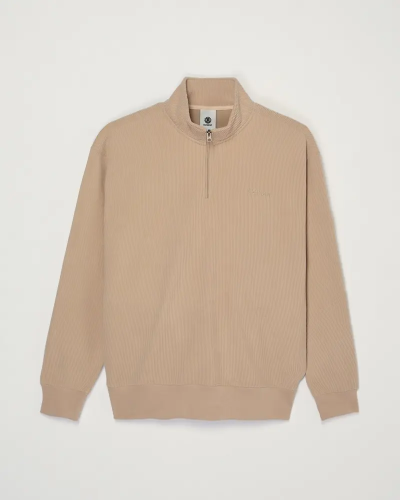 Lowcase Corduroy Half Zip Sweatshirt in Beige