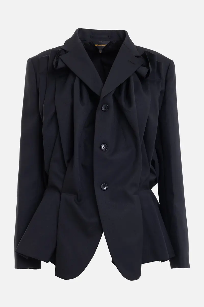 Relaxed-Hem Twill Blazer