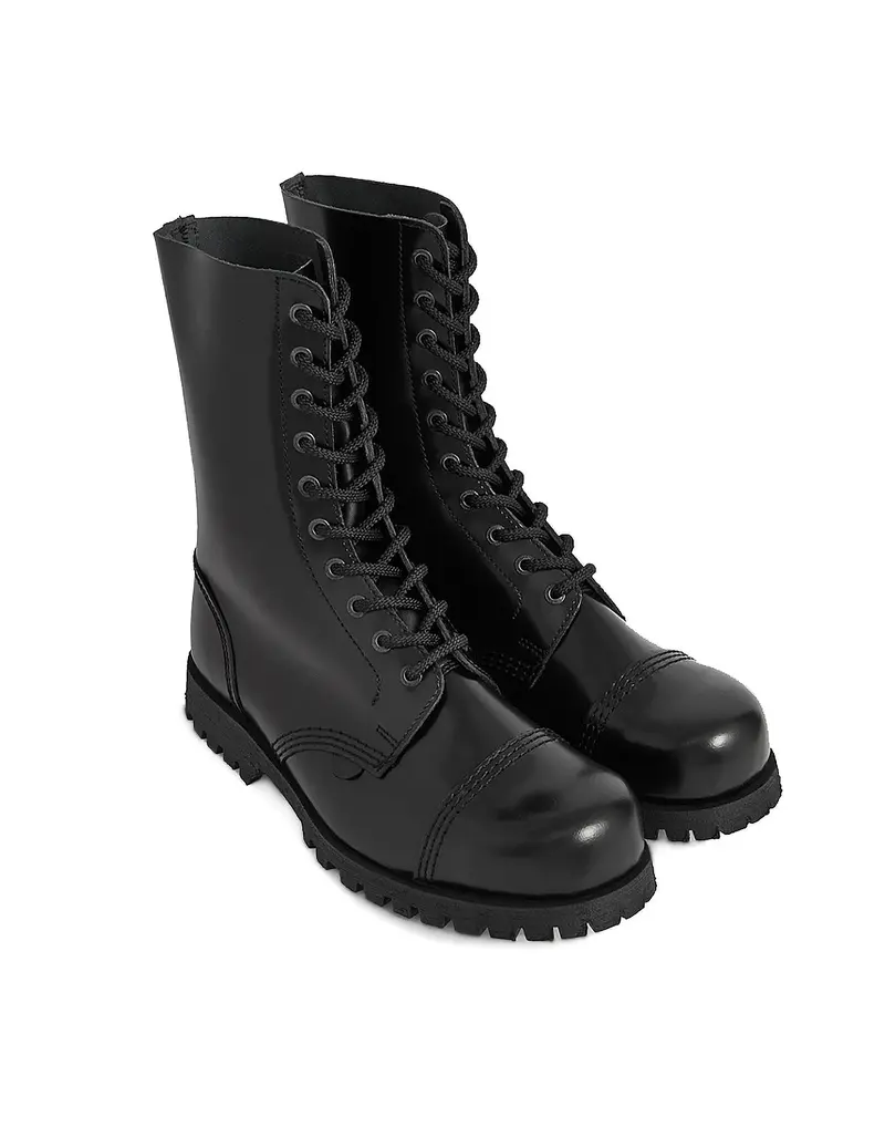 Underground Commando Steel Cap Boots in Black Leather