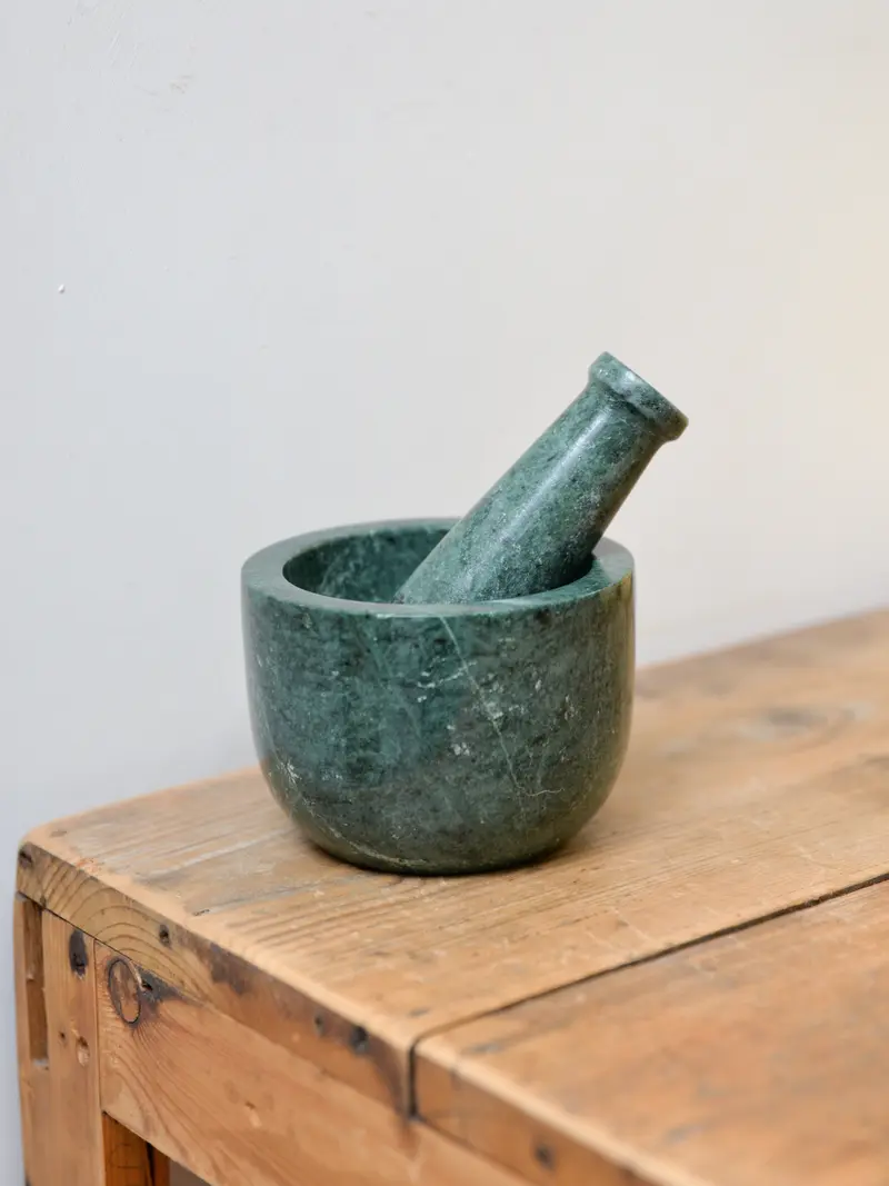 Pestle and Mortar / Dark Green Marble