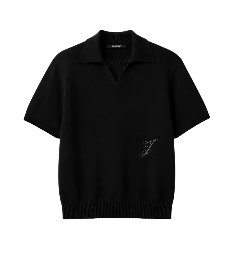 Jacquemus Embroidered Polo Shirt in Black