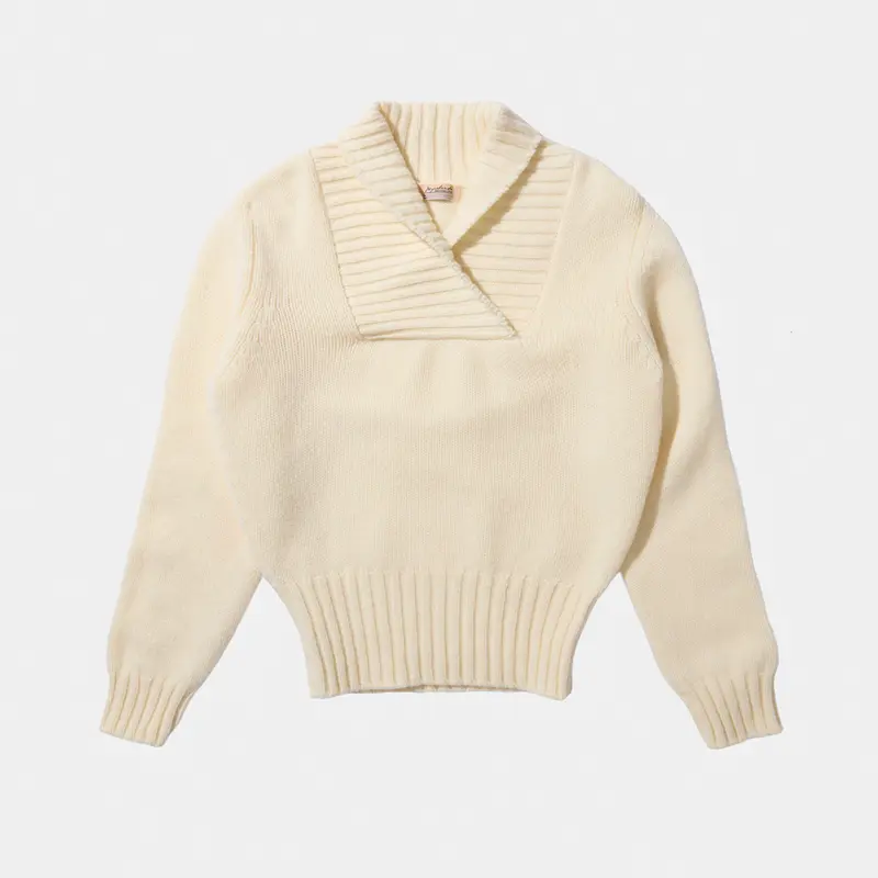 RAF Shawl Collar Pullover Shetland Ecru