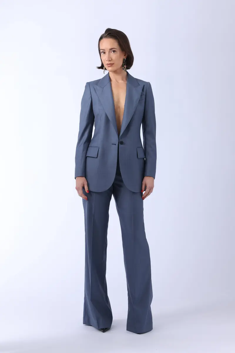 Amora Jacket - Single-breasted suit jacket in dusty blue
