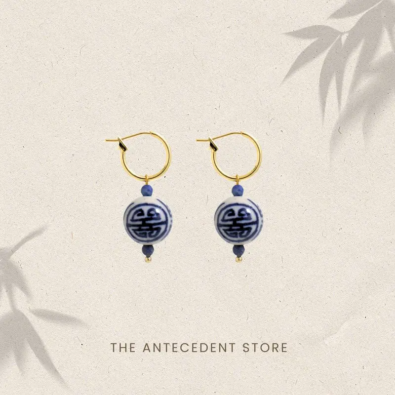 THE ANTECEDENT STORE | Good Fortune Lapis Hoop Earrings