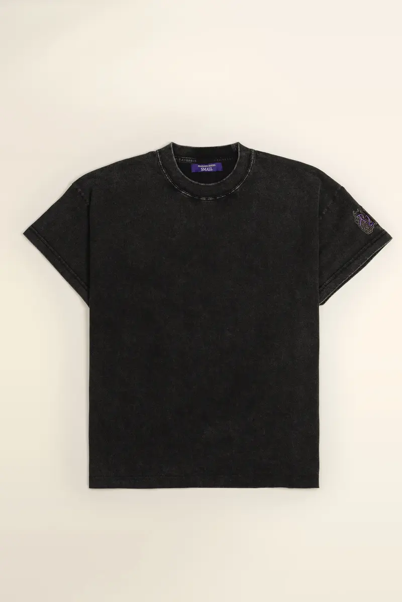 Dean Capped Sleeve Tee in Black Greywash